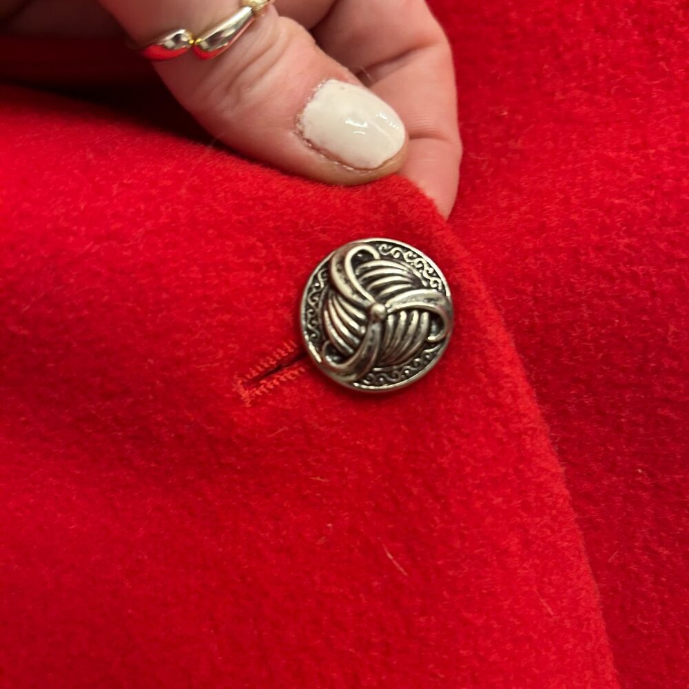 VTG Giorgio Sant' Angelo Women's 100% Wool RED Blazer One Button Silver Size‎ 12 - Picture 7 of 10